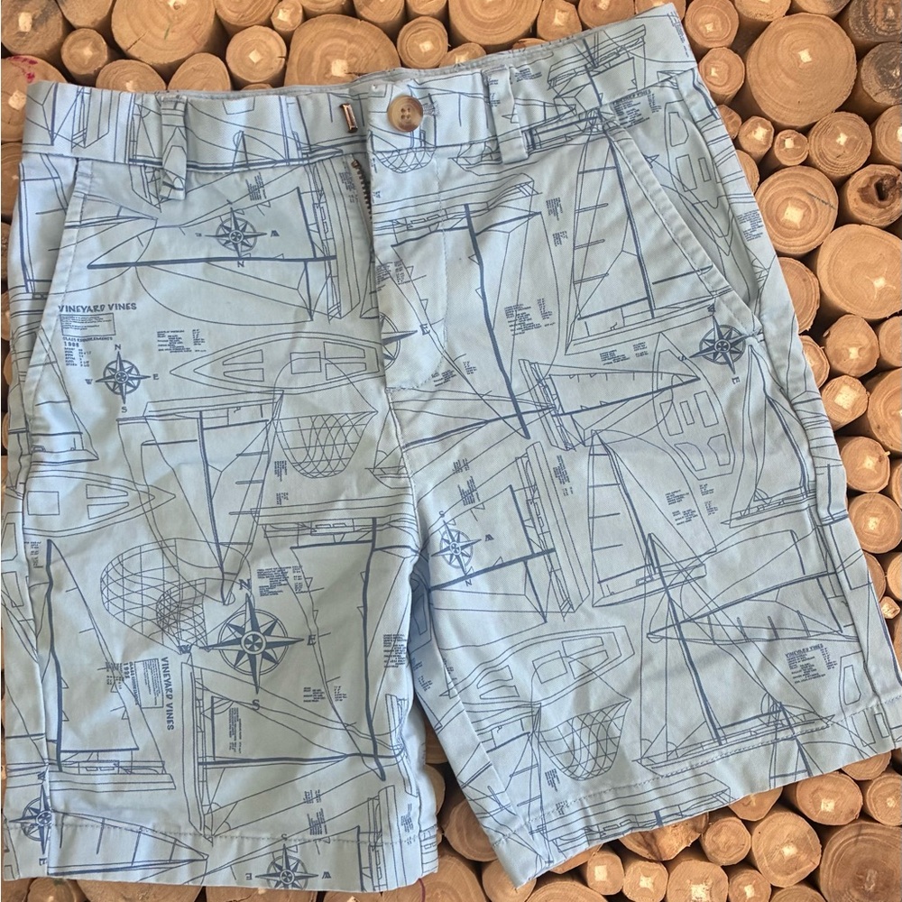 Vineyard Vines Light Blue Sailboat Print Shorts